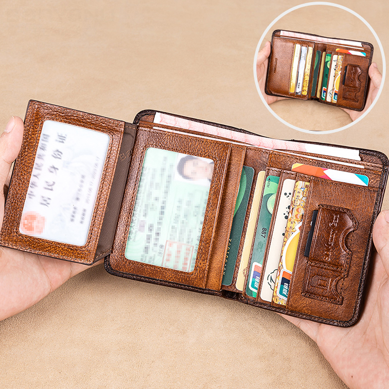 Herren Retro-Geldbörse aus PU-Leder mit RFID-Blockierung