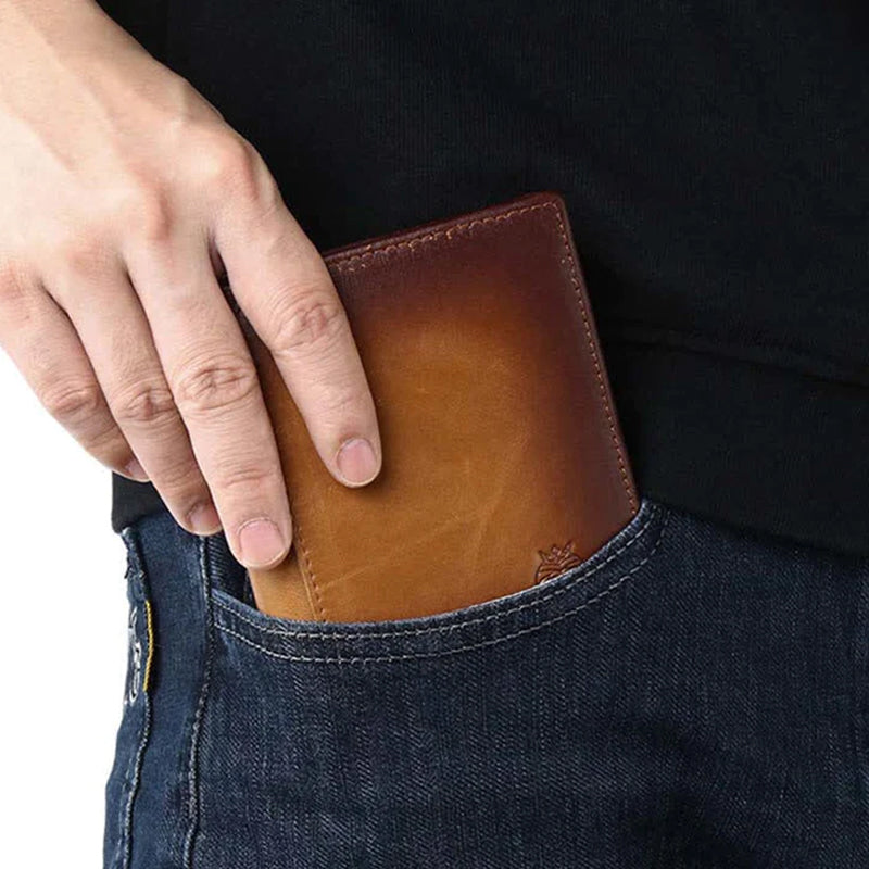 Bifold-Geldbörse aus Leder für Herren mit Anti-Diebstahl-RFID-Blockierung