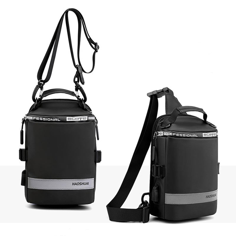 Diebstahlsichere Herren-Brusttasche mit USB-Ladefunktion
