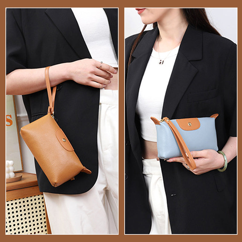 Handliche Leder-Clutch, große Geldbörse mit Reißverschluss am Handgelenk