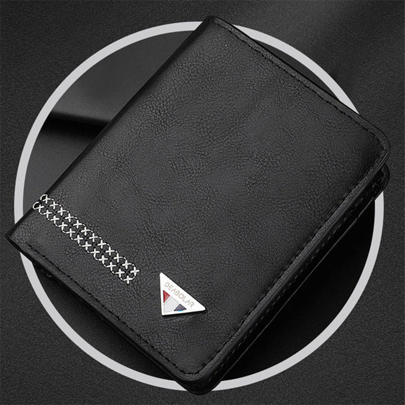 Dreifach faltbare Herren-Brieftasche aus strapazierfähigem Leder