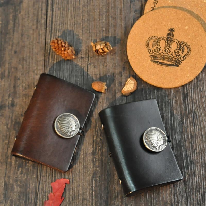 Neue kreative handgefertigte Kartentasche aus Leder mit Indianerkopf