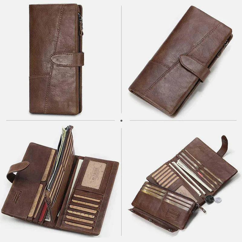 Vintage Damengeldbörse aus echtem Leder mit großem Fassungsvermögen