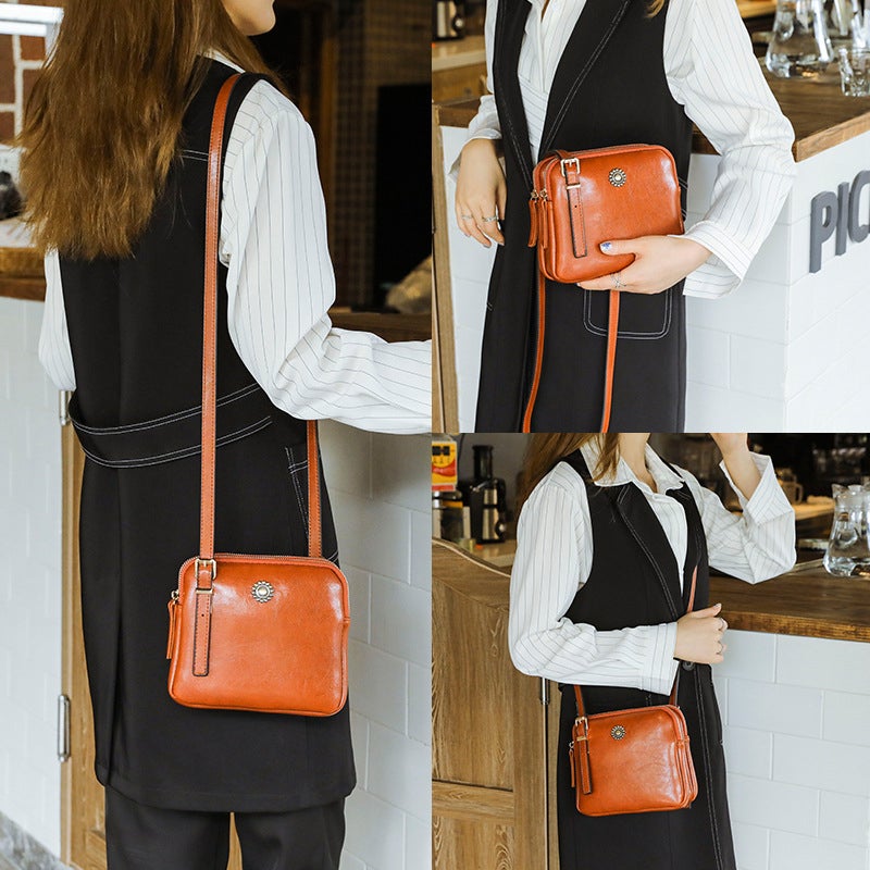2022 Sommer neue kleine quadratische Tasche aus Ölleder