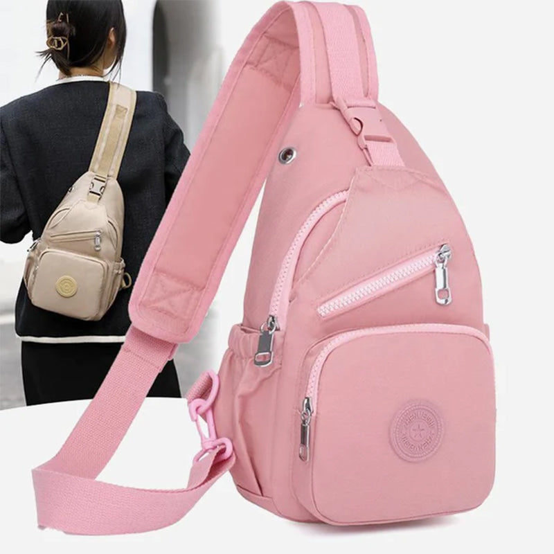 Damen-Schultertasche aus Segeltuch mit mehreren Taschen