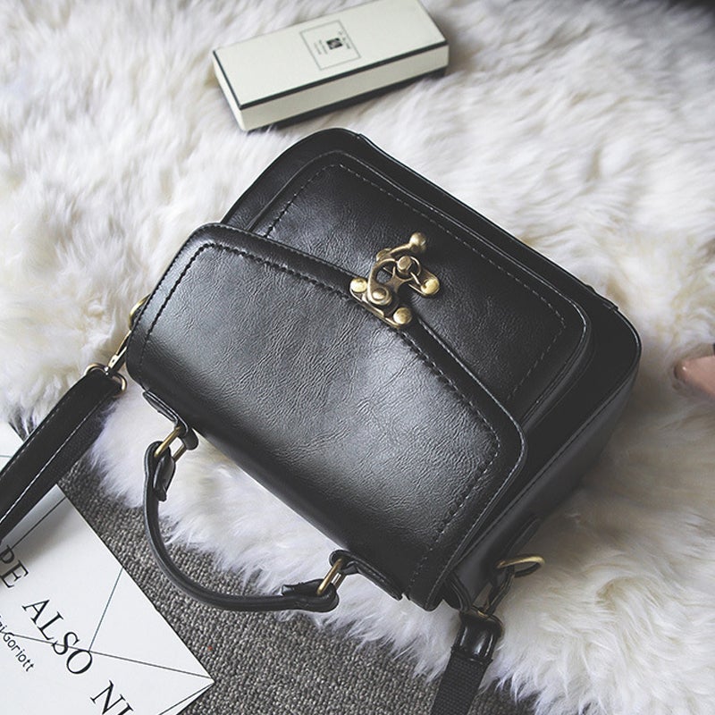 Damen Vintage Einzigartige Ledertasche mit Schnalle