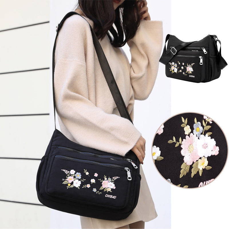 Damen modische bestickte Umhängetasche mit Blumenmuster