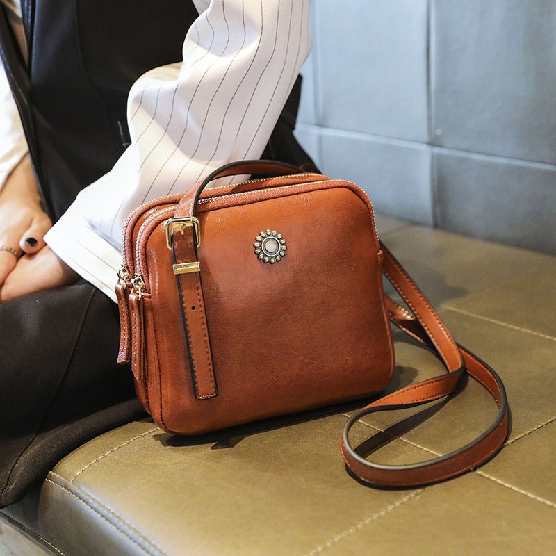 2022 Sommer neue kleine quadratische Tasche aus Ölleder
