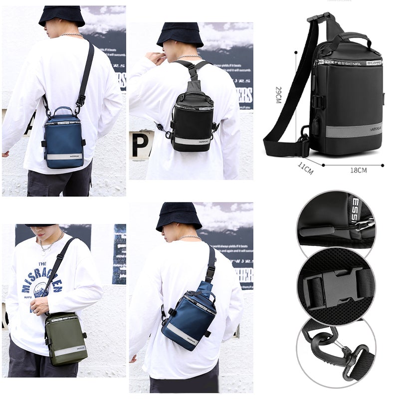Diebstahlsichere Herren-Brusttasche mit USB-Ladefunktion