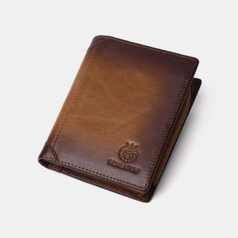Bifold-Geldbörse aus Leder für Herren mit Anti-Diebstahl-RFID-Blockierung