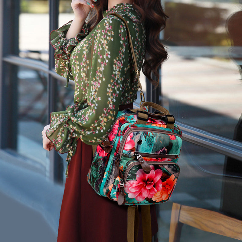 Multifunktionaler wasserdichter Rucksack mit Blumendruck