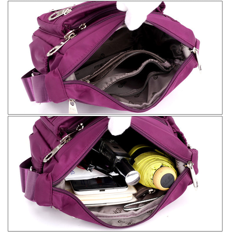 Umhängetasche aus mehrschichtigem Nylon für Damen