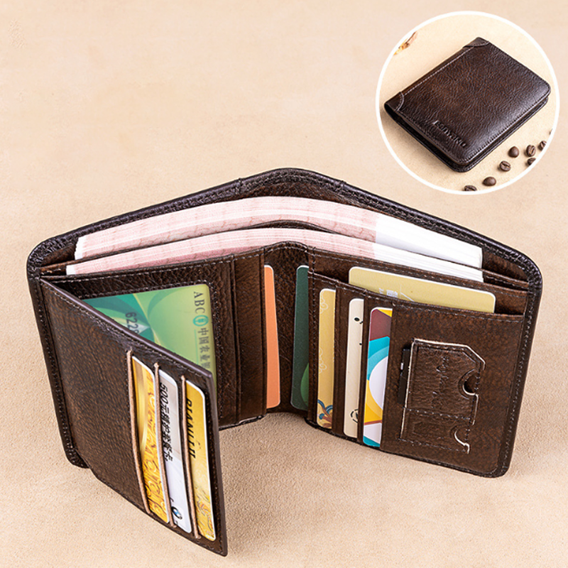 Herren Retro-Geldbörse aus PU-Leder mit RFID-Blockierung