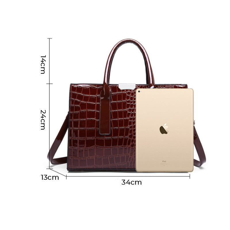 Damenhandtasche aus Leder mit Krokoprägung