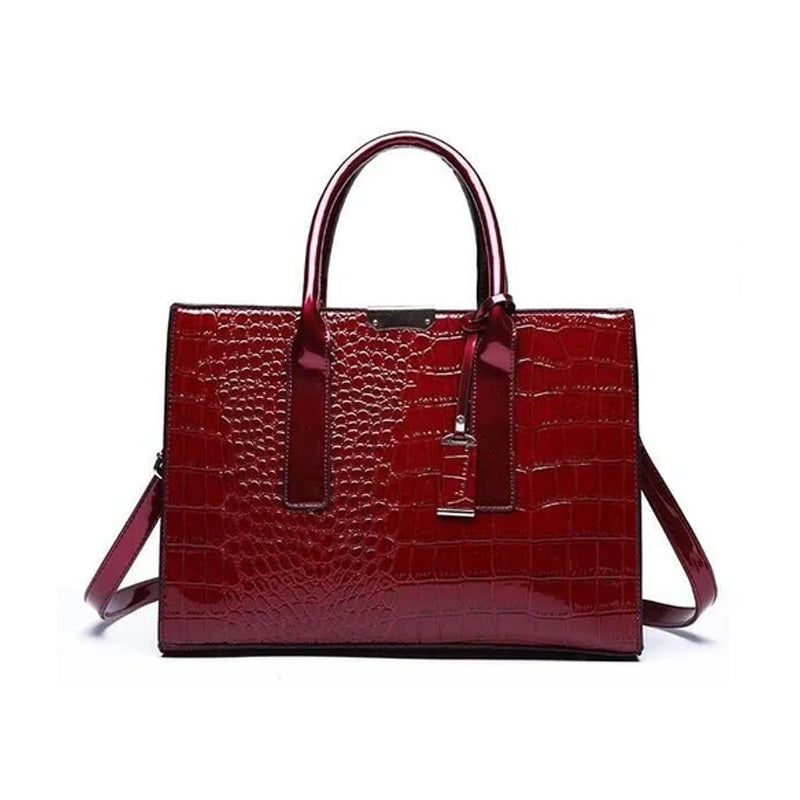 Damenhandtasche aus Leder mit Krokoprägung