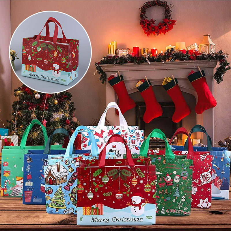 🎁Weihnachtsgeschenktüten Weihnachts Tragetaschen mit Griffen(Mehre Kaufe bekommt man ungleiche Farben)