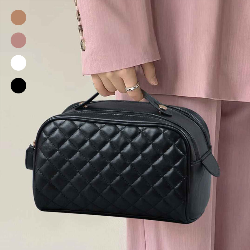 Gesteppte karierte Kosmetiktasche