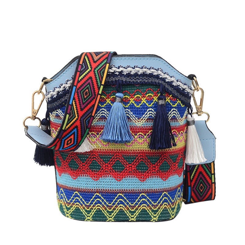 Ethnic Style Personality One-shoulder Tassel Bucket Bag