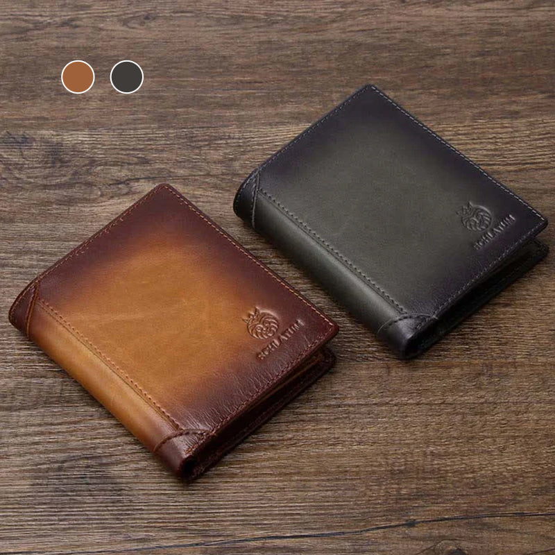 Bifold-Geldbörse aus Leder für Herren mit Anti-Diebstahl-RFID-Blockierung