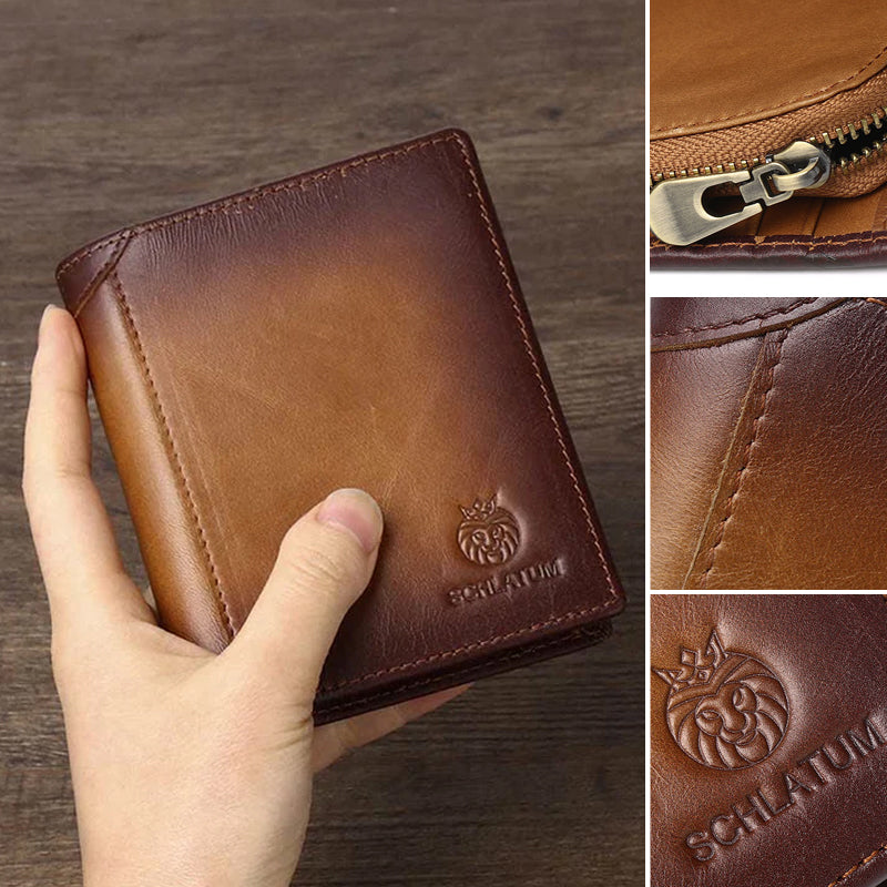 Bifold-Geldbörse aus Leder für Herren mit Anti-Diebstahl-RFID-Blockierung