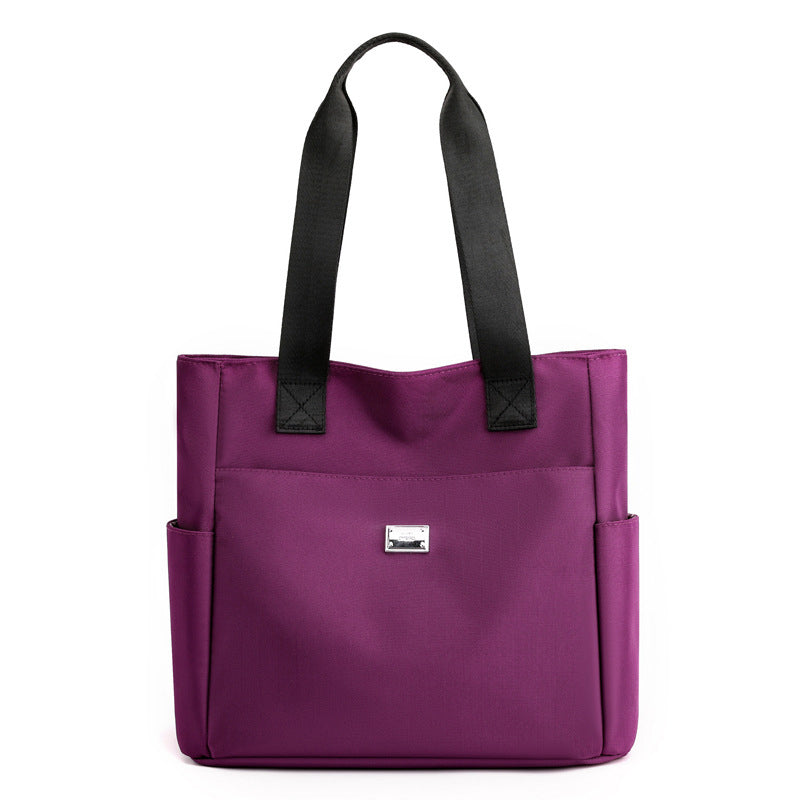 Vielseitige einfache einfarbige Nylonhandtasche mit großer Kapazität